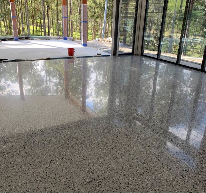 Polished Concrete is an ideal treatment for indoor/outdoor living areas. The natural light enhances our Decorative Hyperfloor Treatment. For indoor polish we recommend a full gloss finish and for exterior living spaces it is suggested that matt and satin type treatments provide a much safer walking surface.